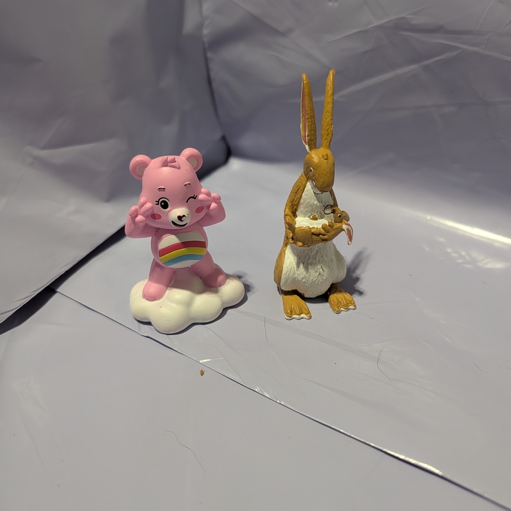 Pink Bear and Brown Kangaroo Figurine Set